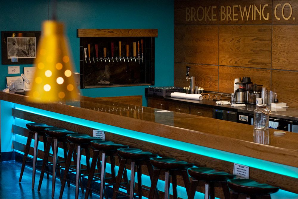 Broke Brewing Co. tap rom view